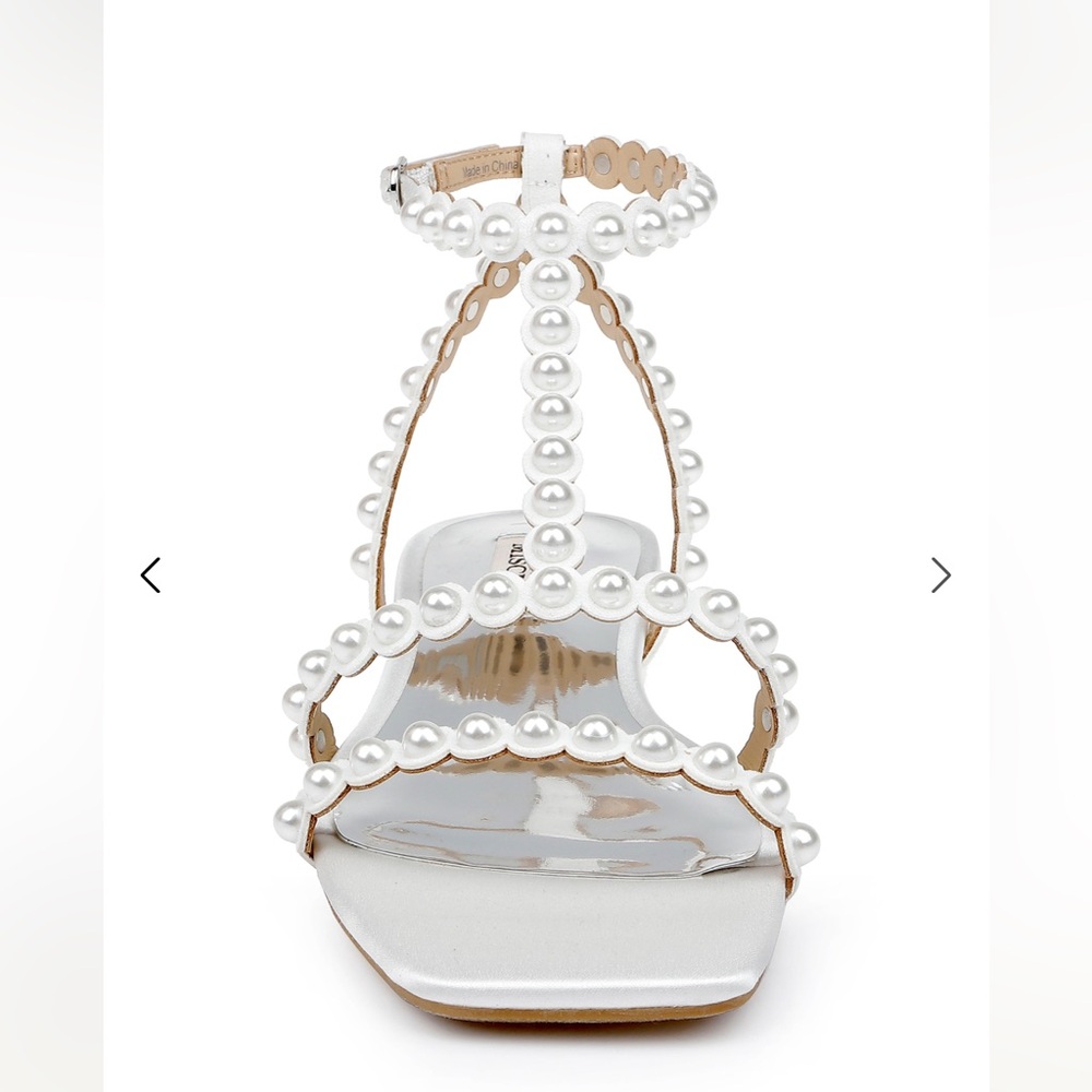 Badgley Mischka Cami Pearled Gladiator Flat Sandal